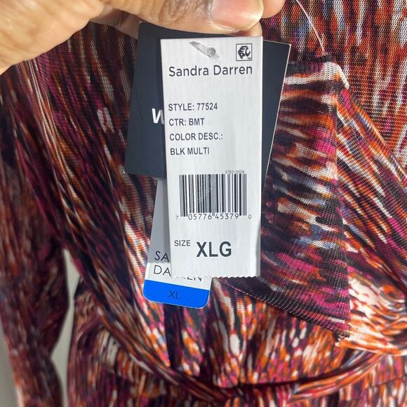 Sandra Darren XL Belted Maxi Dress Abstract Multicolor New With Tags - Picture 2 of 5